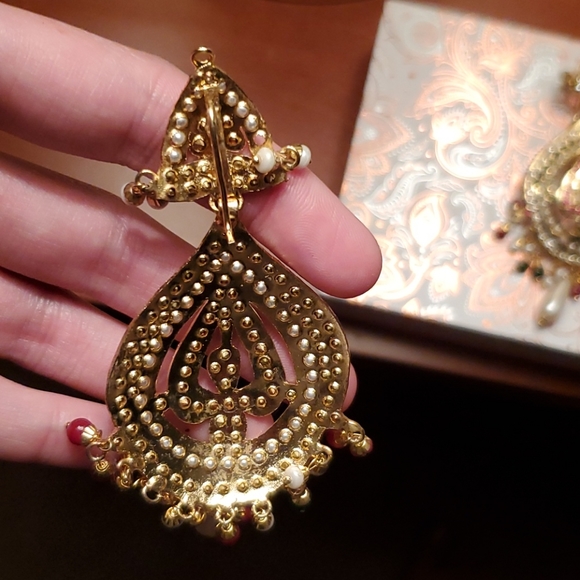 Multi coloured Jhumka earrings - Picture 5 of 8